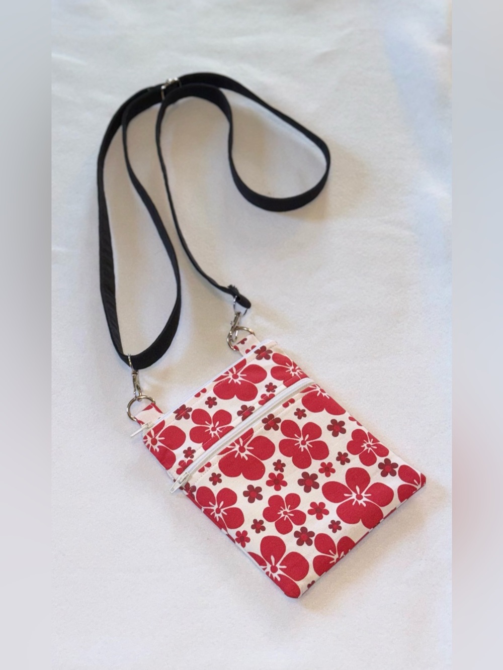 Red Floral Crossbody Purse